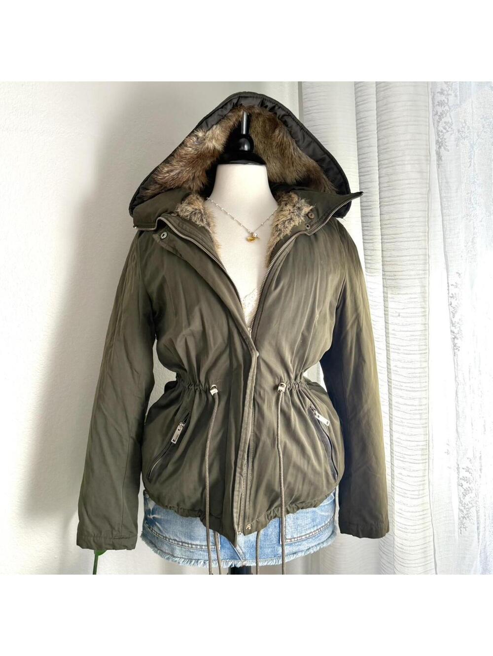 Y2K Forever 21 Faux Fur Hooded Utility Jacket